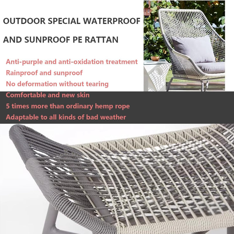 3 Piece Set Outdoor Patio Terrace Leisure Rattan Table and Chairs