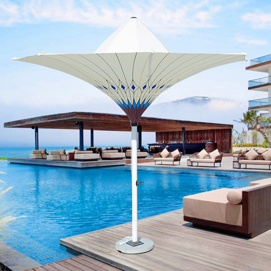 Outdoor UV Resistant Garden Pool Round Tulip Umbrella With Led Parasol For Villa